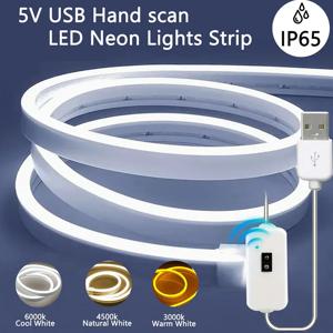 LED 네온 불빛 스트립 모션 센서 핸드 스캔 스위치 USB 전원 디밍이 가능한 방수 유연한 빛 홈 파티 DIY 네온 사인