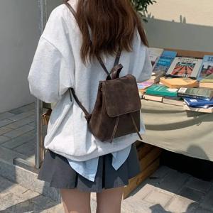 작은 Drawstring 플랩 배낭 여성 미니 PU 가죽 질감 학교 배낭 패션 여행 통근 가방 소녀 Bakpacks