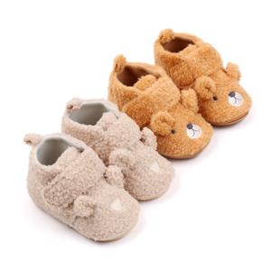 아기 신발 겨울 부드럽고 따뜻한 Prewalking 운동화 TPR 단독 미끄럼 방지 귀여운 곰 동물 디자인 2024 새로운 패션 0-9-18M BYQ3202
