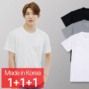 [콜라에스](1+1+1 3매)반팔 면티/한국 국내산/베이직/남녀공용 티셔츠/반팔티
