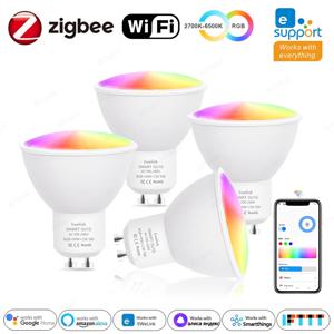 Ewelink GU10 Zigbee LED 전구 WiFi 스마트 LED 램프 RGB CW WW Ewelink App 제어 Led 전구는 Alexa Google Yandex와 함께 작동합니다.