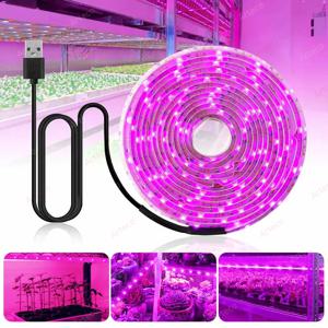 LED 성장 조명 풀 스펙트럼, USB 성장 조명 스트립, 2835 LED 식물 램프, 온실 수경 재배 램프, 1m, 2m, 3m, 5V