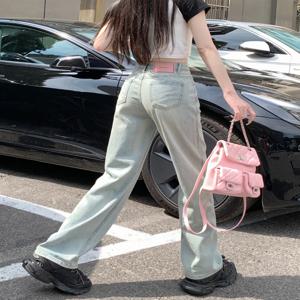 하이웨이스트 와이드 레그 블루진 여성용 봄 가을 신상 루즈핏 슬리밍 스트레이트 컷 트라우저 캐주얼 하이웨이스트 데님 청바지