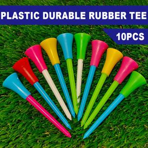 10Pcs 플라스틱 골프 티 멀티 컬러 83mm 내구성 고무 쿠션 탑 골프 공 홀더 골프 액세서리