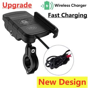 오토바이 전화 홀더 빠른 무선 충전 빠른 USB 충전기 모토 오토바이 미러 스탠드 지원 핸드폰 핸들 바 마운트