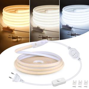 슈퍼 밝은 220V 110V COB LED 스트립 빛 288LED/m 유연한 주방 램프 RA90 방수 LED 테이프 EU 미국 전원 플러그 1M-35M