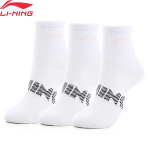 Li-Ning 남여 스포츠 스타일 남성 여성 3 쌍 양말 24-28cm 통기성 안감 편지 편안한 스포츠 양말 AWSU023