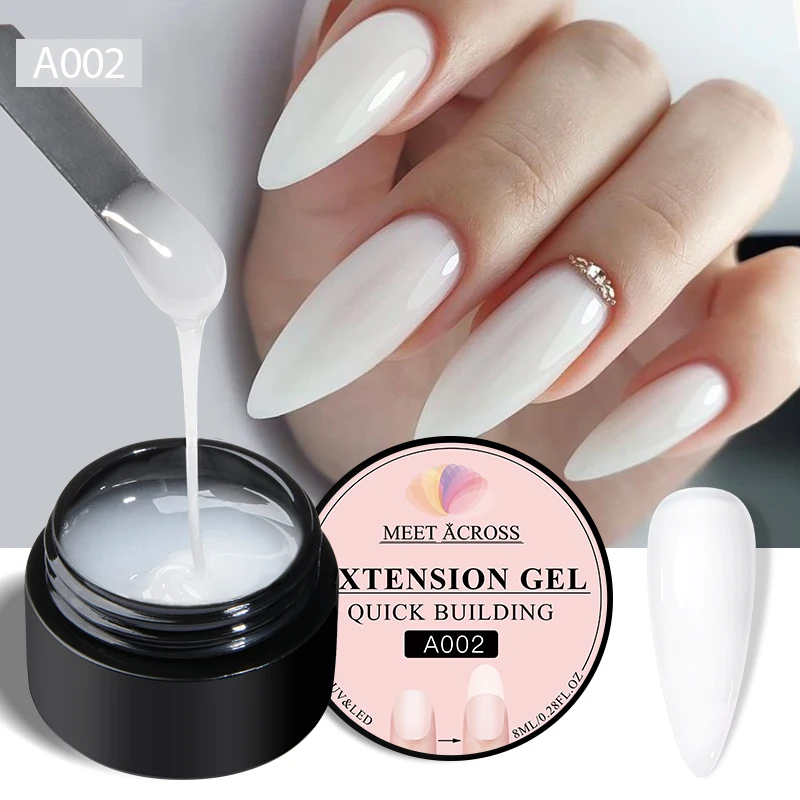 MEET ACROSS 8ml 밀크 화이트 퀵 익스텐션 젤 매니큐어 베르니 세미 퍼머넌트 네일 아트 UV 젤 LED 바니시 네일