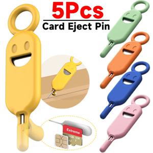 5-1Pcs 보관 케이스가있는 범용 Sim 카드 꺼내기 핀 바늘 분실 방지 트레이 이젝터 핀 Iphone 1514 용 바늘 오프너 이젝터