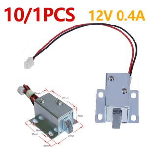 10/1pc 전자 잠금 캐치 도어 게이트 12V 0.4A 릴리스 어셈블리 솔레노이드 범용 서랍 방진 전기 솔레노이드 잠금 장치