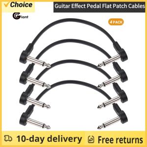 4 팩 Ggiant AC-8 기타 이펙트 페달 플랫 패치 케이블 6 인치 길이, 1/4 인치 직각 커넥터 패치 케이블 키트