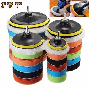 3/5/7inch CarPolishing 디스크 8 개/대 자기 접착 버핑 왁싱 스폰지 양모 휠 연마 패드 자동차 폴리 셔 드릴 어댑터