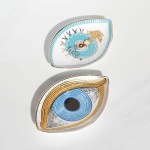 1pc 세라믹 보석 보관함, 반지, 귀걸이, 열쇠, 세라믹 악마의 눈 악세사리 플레이트 용 독특한 눈 디자인 데스크탑 주최자