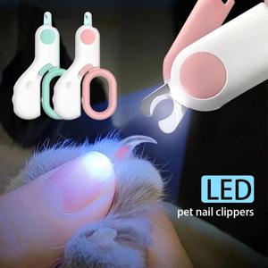 LED 라이트 고양이 개 손톱 깎기 커터 안전 잠금 장치가있는 전문 애완 동물 발톱 트리머 강아지 새끼 고양이 동물 관리 손질 도구 키트