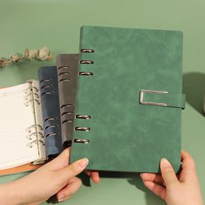 A5/B5 루스리프 노트, 심플 비즈니스 부드러운 가죽 커버, 탈착식 금속 클립, 100매/책, 사무용 문구 QP-27