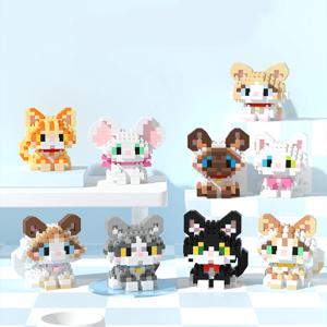 애완 동물 강아지 동물 고양이 빌딩 블록 보더 콜리 코기 슈나우저 작은 마이크로 벽돌 Ragdoll 샴 데본 렉스 쇼트 헤어 벽돌
