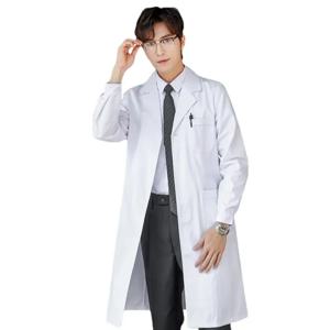흰색 실험실 코트 긴 소매 여성 의사 유니폼 남성 격리 유니폼 실험실 유니폼 학생 간호사 작업복