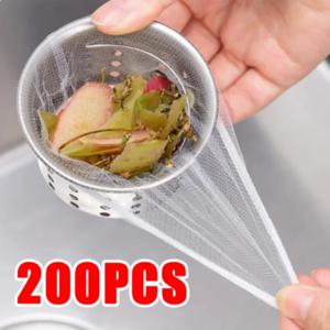 200Pcs 일회용 주방 싱크 필터 하수구 배수 방지 차단 쓰레기 봉투 풀 누출 메쉬 가방 메쉬 스트레이너 싱크 쓰레기 그물