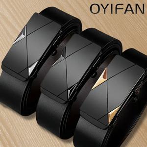 OYIFAN 패션 남자 벨트 남자 정품 가죽 벨트 자동 버클 래칫 벨트 무작위 조정