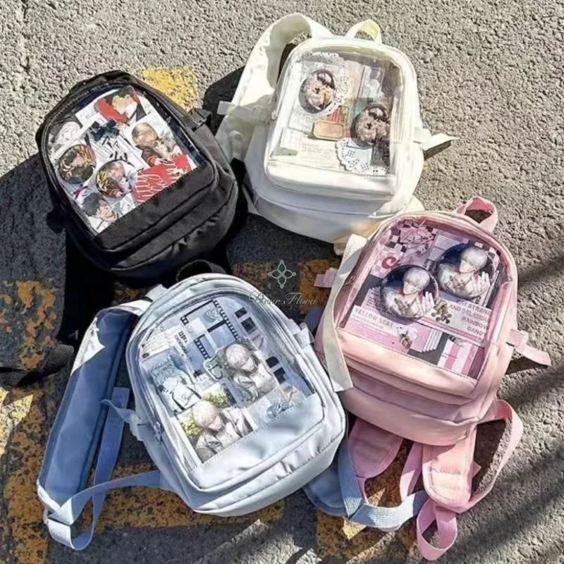 Y2K 귀여운 미니 배낭 여성 Kawaii Ita 가방 달콤한 소녀 투명 배낭 DIY 성격 디스플레이 배낭 로리타 숄더 백