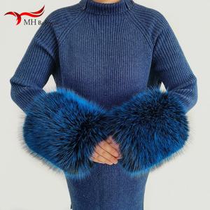 겨울 가짜 모피 커프 슬리브 럭셔리 가짜 모피 커프스 여성 두꺼운 따뜻한 플러시 방풍 팔찌 오버 슬리브