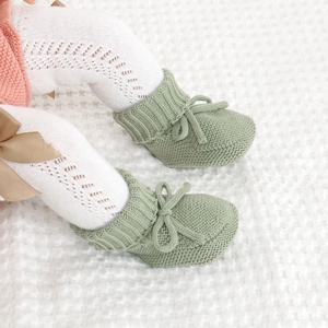 아기 신발 니트 코튼 신생아 산책 침대 신발 유아 어린이 의류 액세서리 0-18M 유아 소년 소녀 부츠 패션 넥타이 솔리드