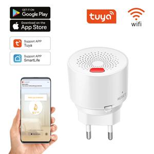 Tuya 스마트 Wifi 천연 가스 센서 가연성 가정용 LPG 가스 누출 감지기 Alexa Google을 통한 화재 보안 보호
