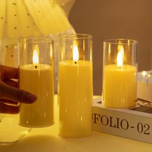 1/3/9Pcs Led Flameless 전기 양초 램프 아크릴 유리 배터리 깜박이는 가짜 Tealight 촛불 대량 결혼식 크리스마스