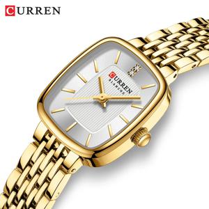 CURREN 9093 패션 쿼츠 여성 시계 단순하고 우아한 스퀘어 다이얼 골드 스테인레스 스틸 스트랩 방수 레저 비즈니스 시계