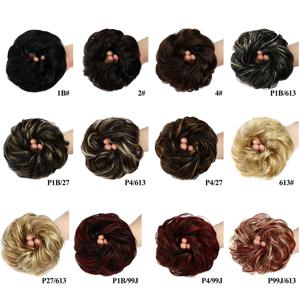 BHF 인간의 머리카락 빵 곱슬 Chignon 포니 테일 헤어 피스 Updo 도넛 유연한 탄성 진짜 가발 지저분한 물결 모양의 빵