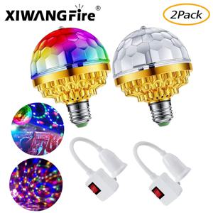 2 팩 다채로운 회전 매직 볼 빛 다채로운 디스코 전구 소켓 RGB LED 무대 조명 홈 룸 댄스 파티