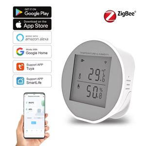 Tuya 스마트 Zigbee 온도 습도 센서 홈 연결 온도계 스마트 라이프가있는 LCD 디지털 디스플레이 Zigbee 허브 필요