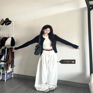 높은 허리 넓은 다리 흰색 청바지 여성의 느슨한 drapy 데님 바지 가을 패션 플러스 사이즈 스트레이트 롱 바지