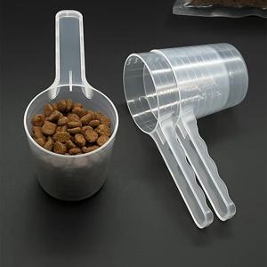 1pc 투명 애완 동물 측정 숟가락 규모 플라스틱 개 고양이 먹이 삽 애완 동물 식기 용품 50g 100ml