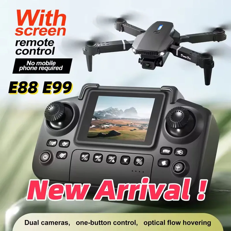 최신 E88 E99D 화면 제어 조명 미니 드론 4K 2 카메라 광학 흐름 원격 제어 항공기 Dji Mavic Air 2