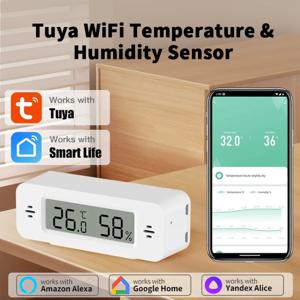 스마트 홈 온도계 습도계 용 Tuya WiFi 미니 온도 습도 Google 홈 Yandex Alexa와 원격 알람 작업
