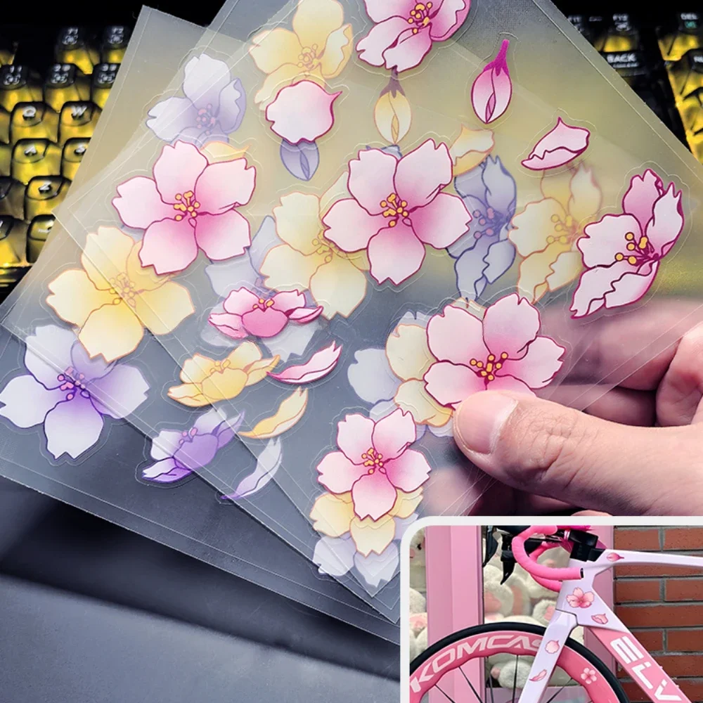 11PCS JDM 사쿠라 도로 자전거 프레임 스티커 상단 튜브 방수 꽃 DIY 장식 액세서리 자전거 내구성 비닐 데칼