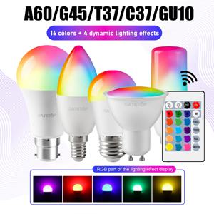 1-10PCS 스마트 RGBW LED 전구 스포트라이트 E27 E14 B22 GU10 적외선 원격 제어 다채로운 홈 조명에 적합