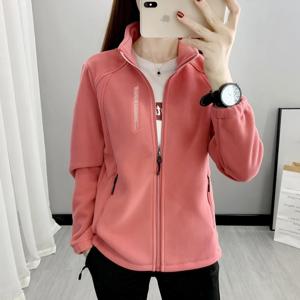 가을 겨울 여성 양털 폴라 코트 따뜻한 벨벳 겉옷 지퍼 스포츠 운동복