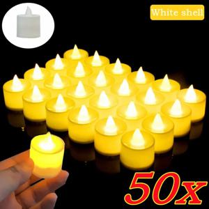 50/24PCS LED 시뮬레이션 촛불 스위치 배터리 Tealights 양초 Flameless 웨딩 홈 크리스마스 장식 촛불 따뜻한 빛