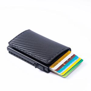 탄소 섬유 신용 카드 소지자 지갑 남성 Rfid 스마트 Meral 얇은 슬림 팝업 미니멀리스트 지갑 작은 검은 지갑 금속 지갑