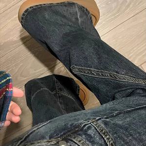 Y2K 매운 소녀 다크 시리즈 넓은 다리 청바지 여성의 새로운 하이 스트리트 접합 느슨한 높은 허리 슬리밍 플레어 바지