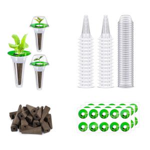 120pcs 수경 정원 액세서리 포드 키트 성장 바구니 포함 투명 절연 뚜껑 식물 성장 스폰지 레이블 Se