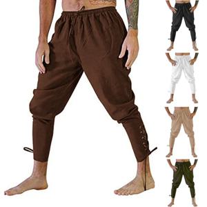 남자를위한 해적 바지 바이킹 의상 르네상스 중세 바지 Drawstring 반바지 할로윈 의상 성인 코스프레