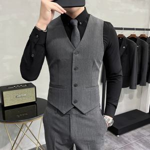 S-7XL 신축성 있는 남성 캐주얼 비즈니스 조끼, 신랑 웨딩 세트 파티 허리 코트, 단색, 하이엔드 브랜드