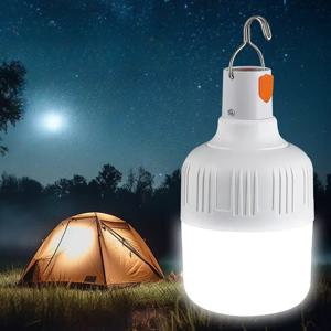1pc USB 충전식 LED 램프 전구 고휘도 야외 비상 조명 후크 캠핑 낚시 휴대용 랜턴 야간 조명