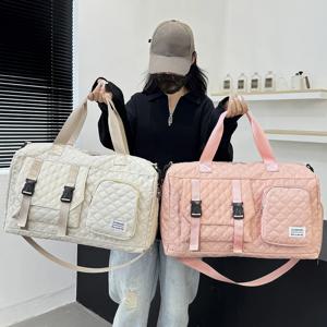 튼튼한 나일론 여행 더플 백, 하룻밤 여행을 위한 휴대용 스포츠 체육관 가방 어깨 더플 트레이닝 백, 넓은 아가일