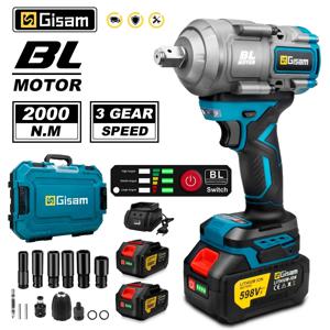 Gisam 2000N.M 브러시리스 전기 렌치 1/2 인치 임팩트 렌치 Makita 18V 배터리 핀용 무선 스크루 드라이버 렌치 전동 공구