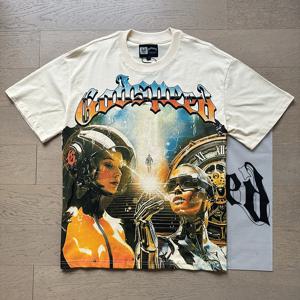 남성 의류 Godspeed 티셔츠 American High Street 패션 프린트 반소매 GOD SPEED Top Tee