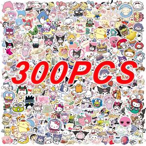 100/200/300Pcs Kawaii Sanrio Kuromi 스티커 헬로 키티 내 멜로디 DIY 노트북 일기 귀여운 만화 방수 스티커 데칼